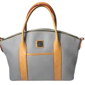 Dooney & Bourke Madeline Satchel Gray + Natural Leather Handbag Purse Tote
